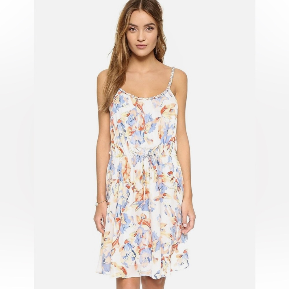 • Joie • Women's Style 241044 Froste Floral Print Silk Dress Porcelain Small